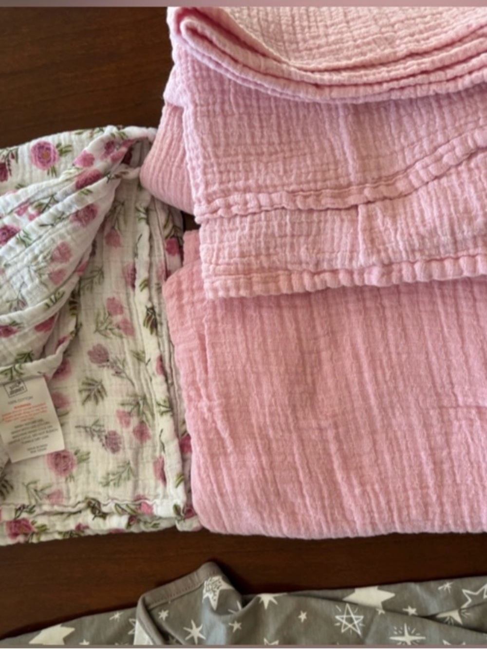 Baby Blankets Pink Gauze Muslin set/3